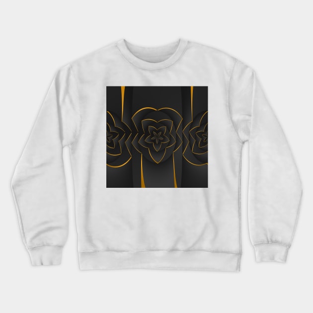 Golden pattern on blue background filling the frame. Crewneck Sweatshirt by ikshvaku